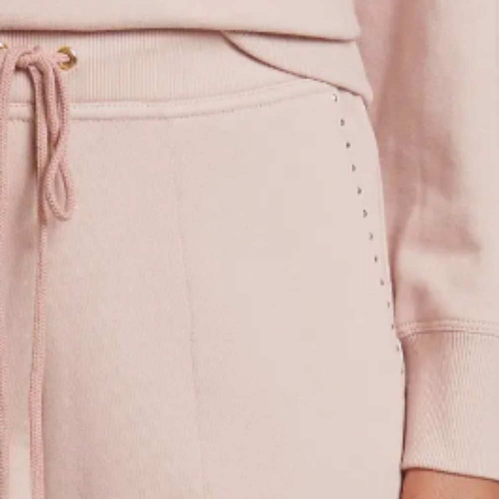St. John Rose Quartz Cotton French Terry Cropped Pants M - Picture 2 of 6